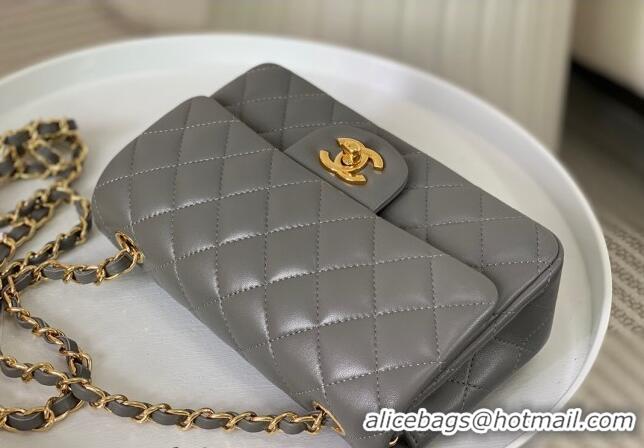 Newly Launched Chanel Lambskin Classic Mini Flap Bag A69900 Grey/Gold