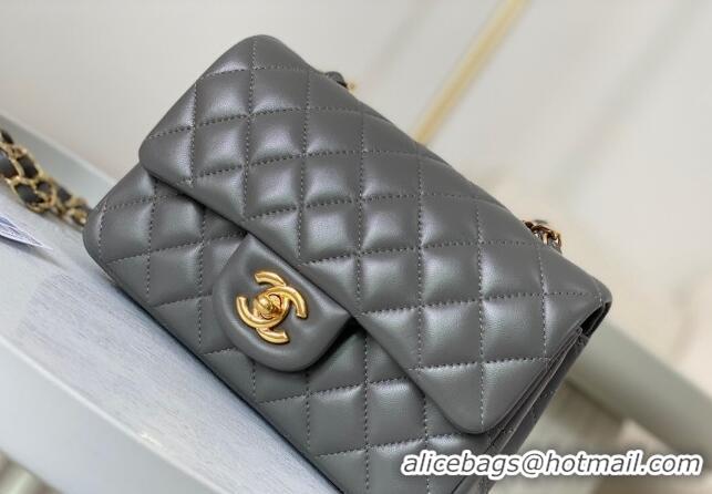 Newly Launched Chanel Lambskin Classic Mini Flap Bag A69900 Grey/Gold