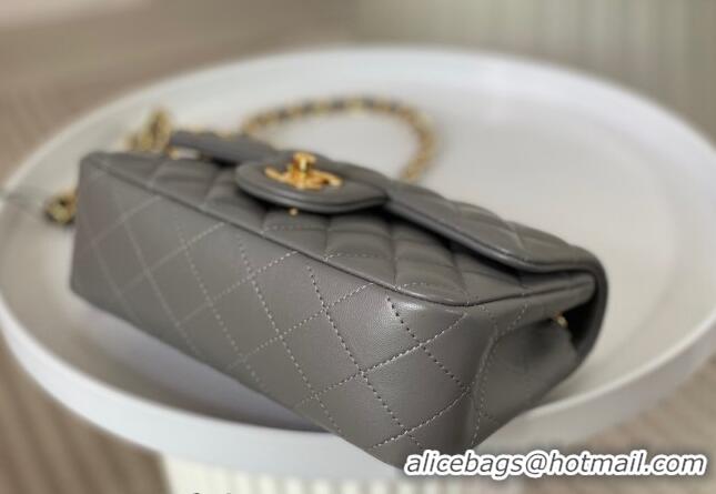 Newly Launched Chanel Lambskin Classic Mini Flap Bag A69900 Grey/Gold