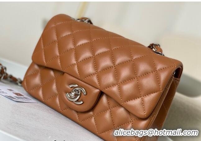 Buy Classic Chanel Lambskin Classic Mini Flap Bag A69900 Brown/Silver