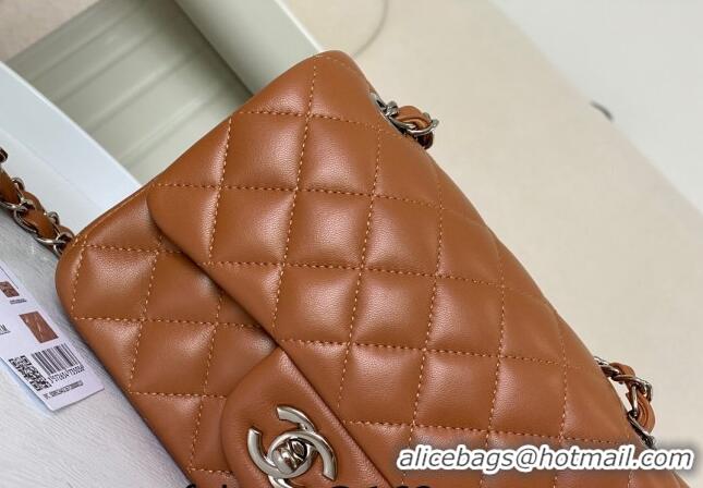 Buy Classic Chanel Lambskin Classic Mini Flap Bag A69900 Brown/Silver