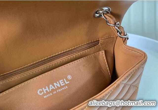 Buy Classic Chanel Lambskin Classic Mini Flap Bag A69900 Brown/Silver