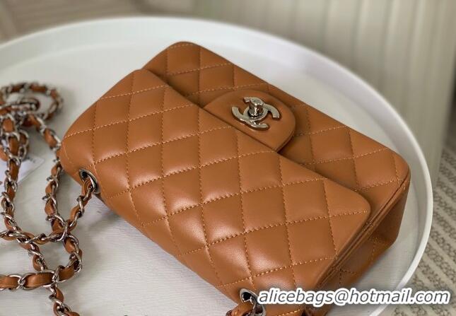 Buy Classic Chanel Lambskin Classic Mini Flap Bag A69900 Brown/Silver