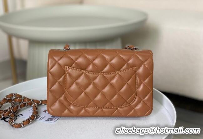 Buy Classic Chanel Lambskin Classic Mini Flap Bag A69900 Brown/Silver