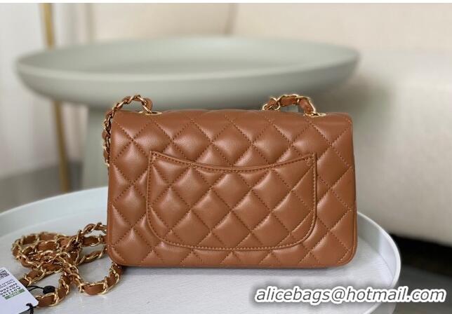 Modern Classic Chanel Lambskin Classic Mini Flap Bag A69900 Brown/Gold