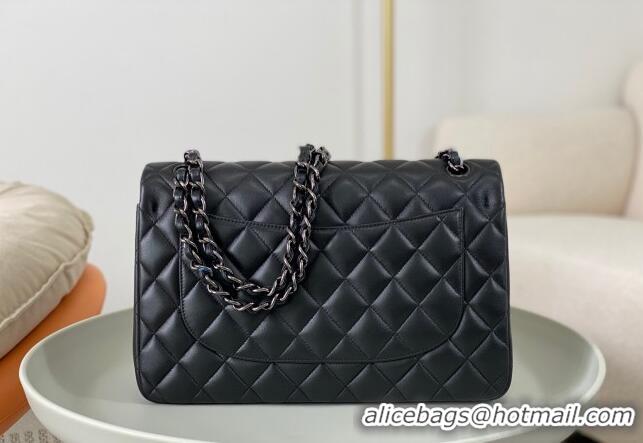 Luxury Classic Chanel Lambskin Classic Large Flap Bag A58600 Black/Gunmetal