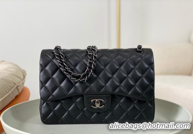 Luxury Classic Chanel Lambskin Classic Large Flap Bag A58600 Black/Gunmetal