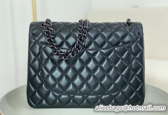 Modern Classic Chanel Lambskin Classic Maxi Flap Bag A58601 Black/Gunmetal