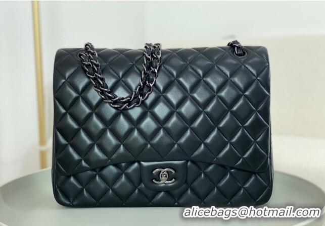 Modern Classic Chanel Lambskin Classic Maxi Flap Bag A58601 Black/Gunmetal