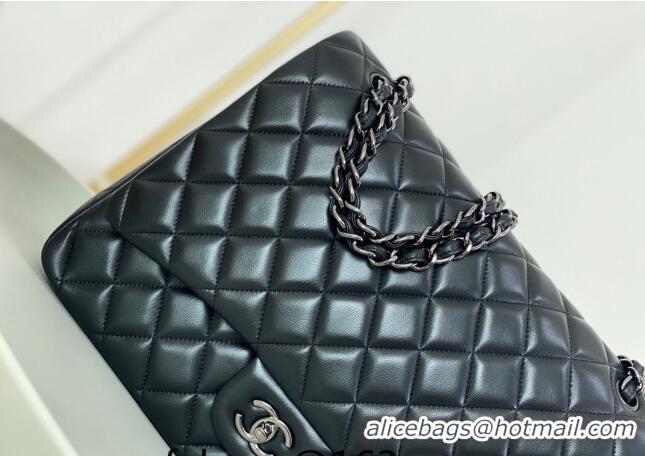 Modern Classic Chanel Lambskin Classic Maxi Flap Bag A58601 Black/Gunmetal