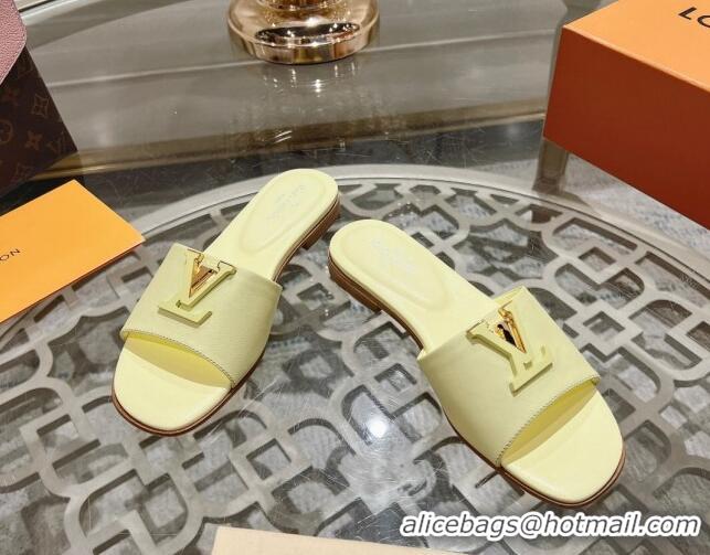 Best Grade Louis Vuitton LV Capri Flat Slide Sandals in Calf Leather Yellow 606120