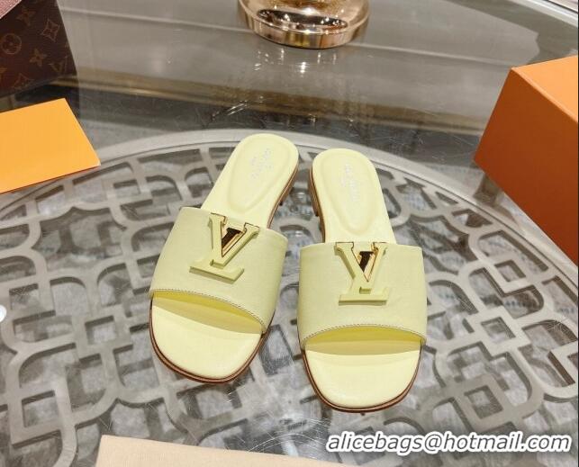 Best Grade Louis Vuitton LV Capri Flat Slide Sandals in Calf Leather Yellow 606120