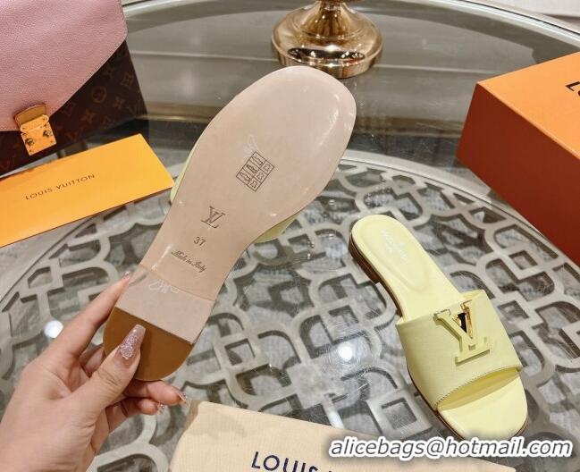 Best Grade Louis Vuitton LV Capri Flat Slide Sandals in Calf Leather Yellow 606120