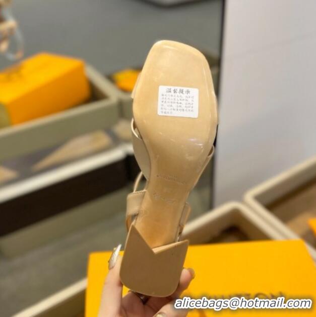 Grade Quality Louis Vuitton LV Isola Heel Sandals 5cm in Calf Leather Nude 0606121