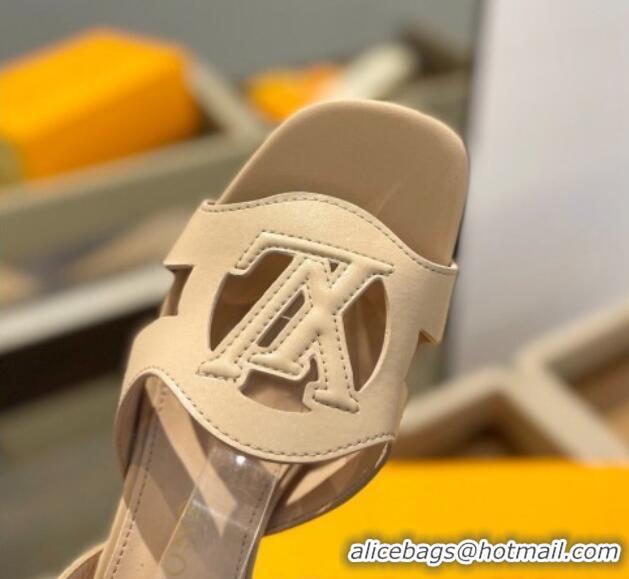 Grade Quality Louis Vuitton LV Isola Heel Sandals 5cm in Calf Leather Nude 0606121