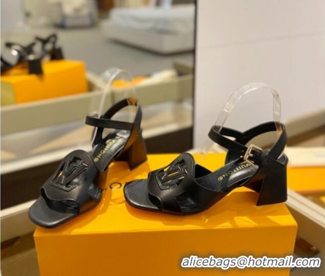 Buy Discount Louis Vuitton LV Isola Heel Sandals 5cm in Calf Leather Black 606123