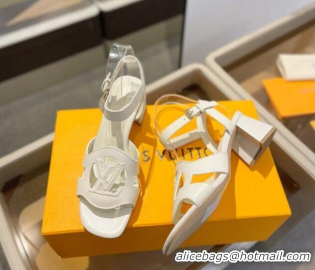 Pretty Style Louis Vuitton LV Isola Heel Sandals 5cm in Calf Leather White 606124