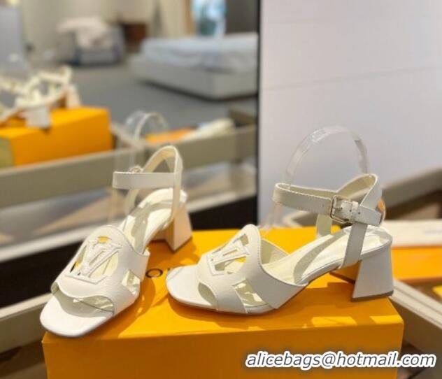 Pretty Style Louis Vuitton LV Isola Heel Sandals 5cm in Calf Leather White 606124