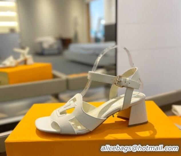 Pretty Style Louis Vuitton LV Isola Heel Sandals 5cm in Calf Leather White 606124