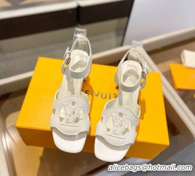 Pretty Style Louis Vuitton LV Isola Heel Sandals 5cm in Calf Leather White 606124