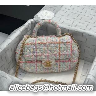 Promotional Chanel Tweed Bag with Top Handle AS4569 White/Multicolor 2024