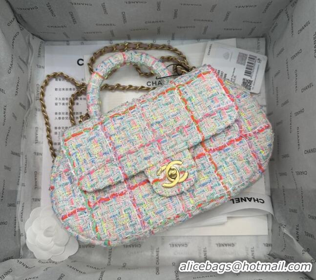 Promotional Chanel Tweed Bag with Top Handle AS4569 White/Multicolor 2024