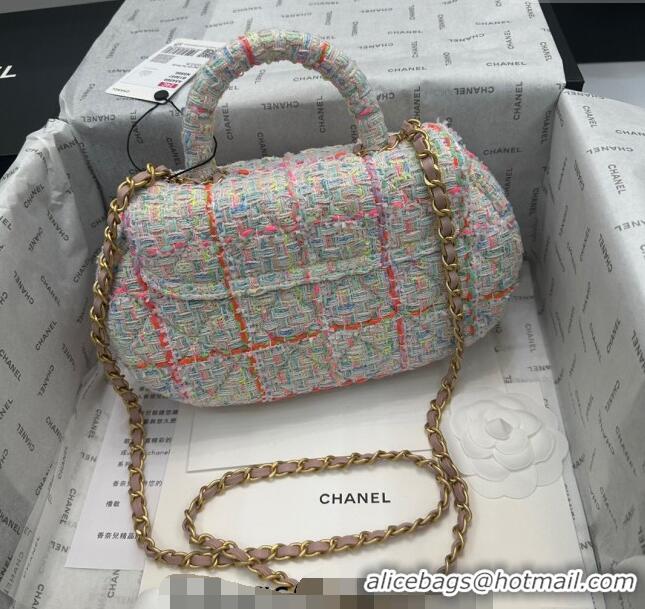 Promotional Chanel Tweed Bag with Top Handle AS4569 White/Multicolor 2024