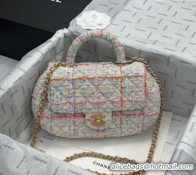 Promotional Chanel Tweed Bag with Top Handle AS4569 White/Multicolor 2024