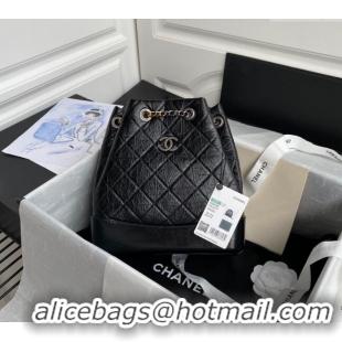 Inexpensive Chanel GABRIELLE Aged Calfskin Bucket Bag A94485 Black 2024