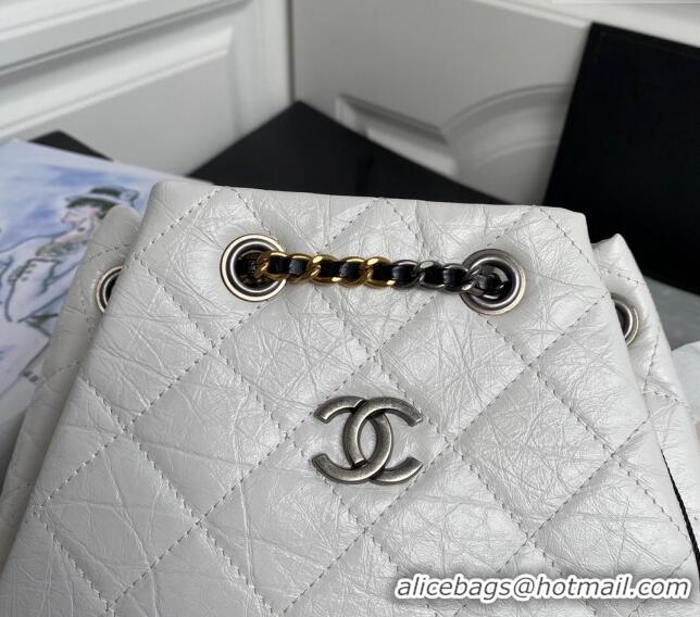 Buy Cheap Chanel GABRIELLE Aged Calfskin Bucket Bag A94485 White 2024