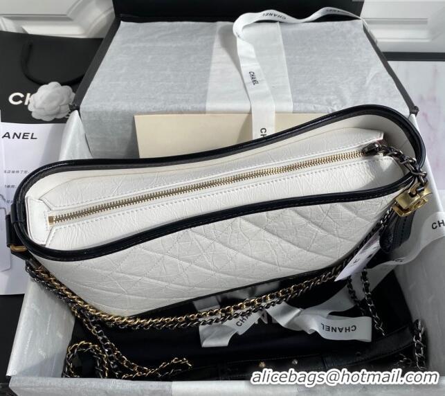 Buy Cheap Chanel GABRIELLE Aged Calfskin Hobo Bag A93824 White 2024