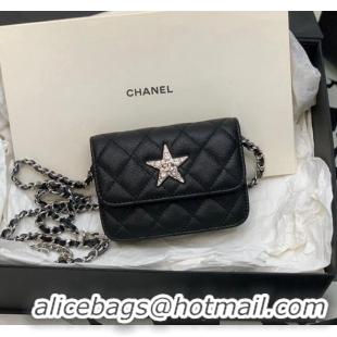 Grade Design Chanel Grained Calfskin Belt Bag with Crystals Star AS6050 Black 2024