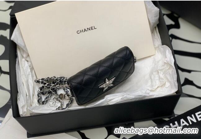 Grade Design Chanel Grained Calfskin Belt Bag with Crystals Star AS6050 Black 2024