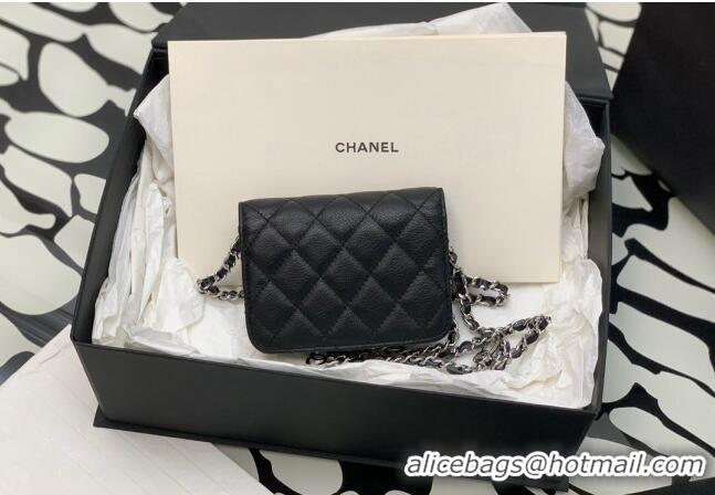 Grade Design Chanel Grained Calfskin Belt Bag with Crystals Star AS6050 Black 2024