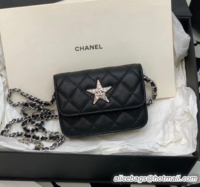 Grade Design Chanel Grained Calfskin Belt Bag with Crystals Star AS6050 Black 2024