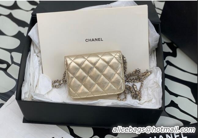 Buy Discount Chanel Grained Calfskin Belt Bag with Crystals Star AS6050 Gold 2024