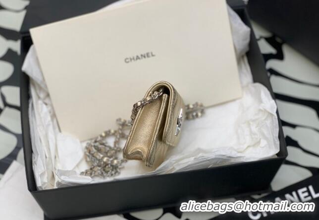 Buy Discount Chanel Grained Calfskin Belt Bag with Crystals Star AS6050 Gold 2024