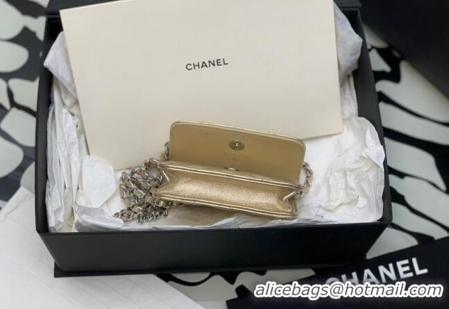 Buy Discount Chanel Grained Calfskin Belt Bag with Crystals Star AS6050 Gold 2024