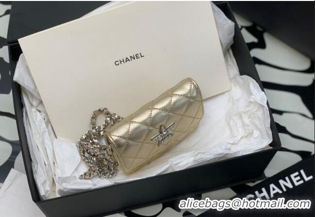 Buy Discount Chanel Grained Calfskin Belt Bag with Crystals Star AS6050 Gold 2024