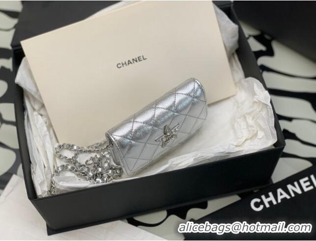 Affordable Price Chanel Grained Calfskin Belt Bag with Crystals Star AS6050 Silver 2024