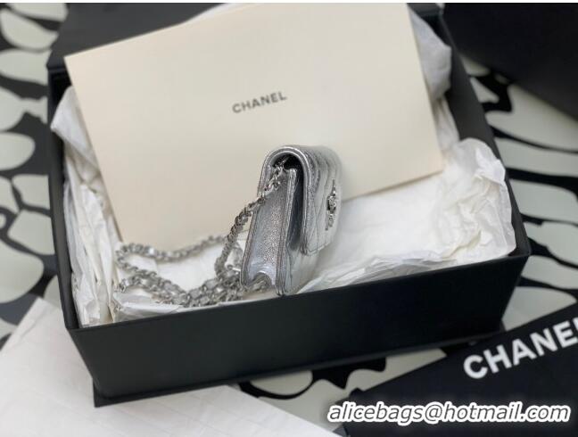 Affordable Price Chanel Grained Calfskin Belt Bag with Crystals Star AS6050 Silver 2024