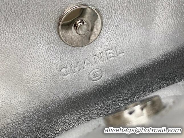 Affordable Price Chanel Grained Calfskin Belt Bag with Crystals Star AS6050 Silver 2024