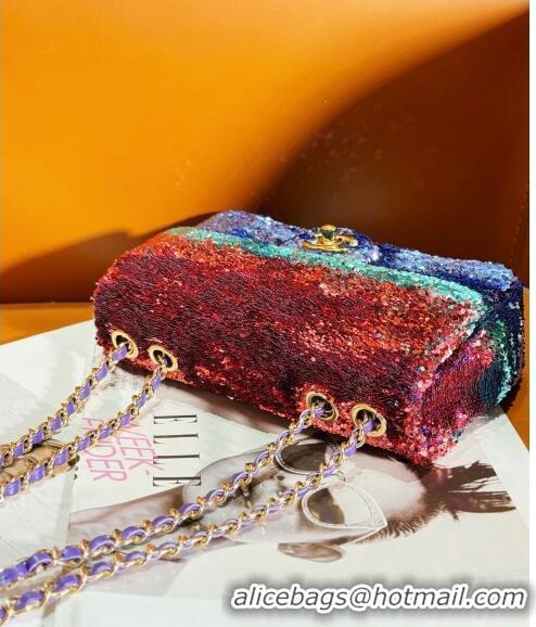 Super Quality Chanel Sequins Mini Flap Bag AB15101 Red/Blue/Green 2024