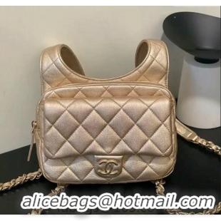 Super Quality Chanel Metallic Lambskin Backpack Bag AS4621 Gold 2024