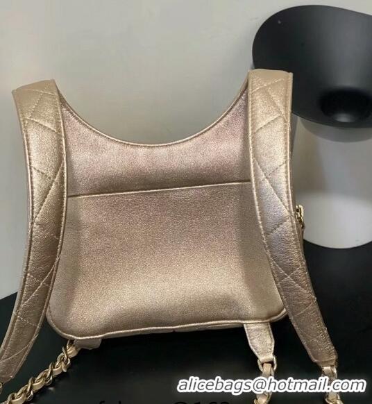 Super Quality Chanel Metallic Lambskin Backpack Bag AS4621 Gold 2024