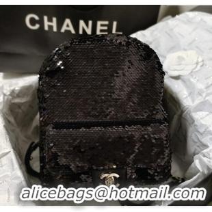 Well Crafted Chanel Sequins Backpack Bag AS3969 Black 2024