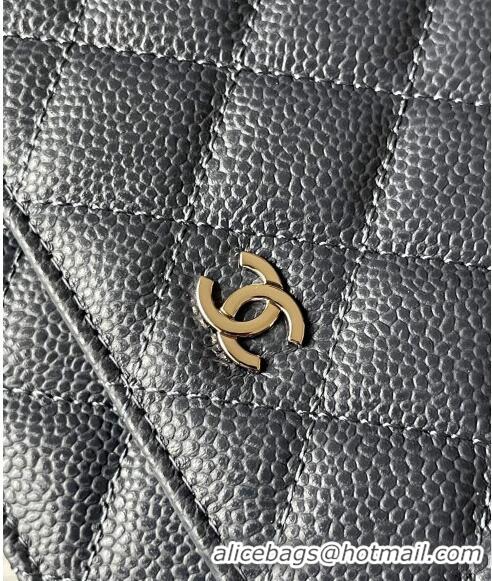 Buy Cheap Chanel Grained Calfskin Classic Wallet on Chain WOC AS7017 Silver/Dark Blue 2024