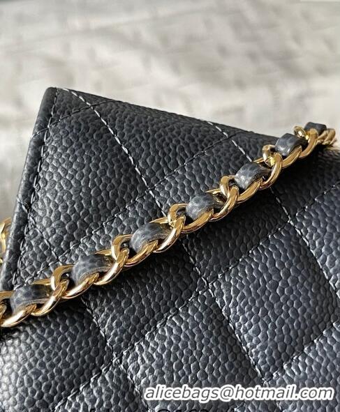 Top Quality Chanel Grained Calfskin Classic Wallet on Chain WOC AS7017 Gold/Dark Blue 2024