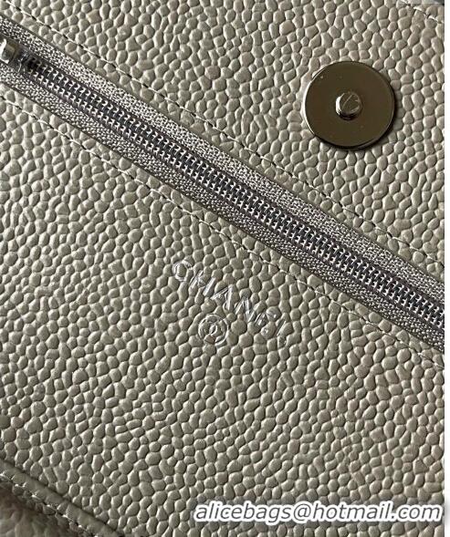 Best Price Chanel Grained Calfskin Classic Wallet on Chain WOC AS7017 Silver/Grey 2024