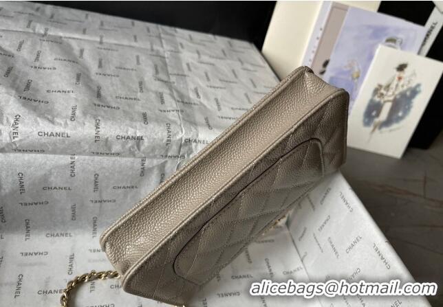 Top Quality Chanel Grained Calfskin Classic Wallet on Chain WOC AS7017 Gold/Grey 2024